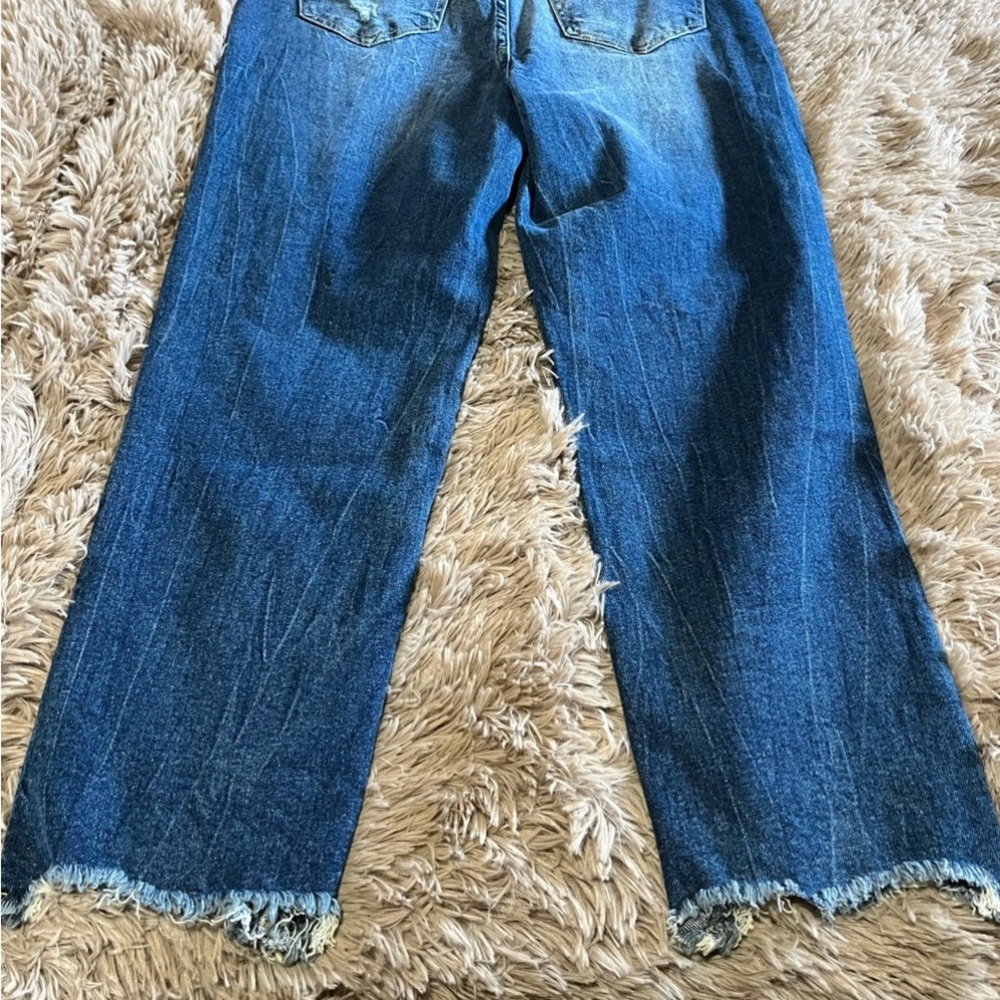Nicole Miller Super High Rise Straight Distressed Chewed Hem Sz. 12 - Picture 5 of 7
